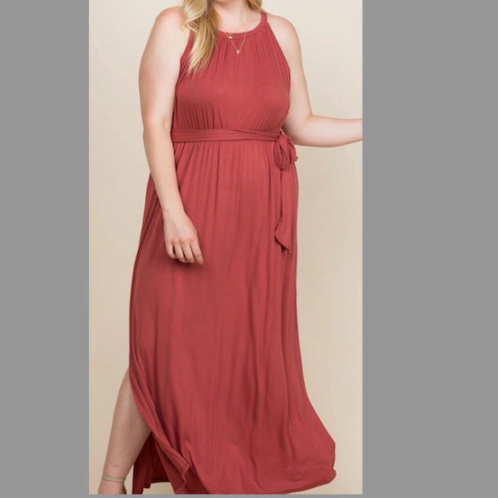 Women's High Neck Maxi Dress - Curvy NEW!